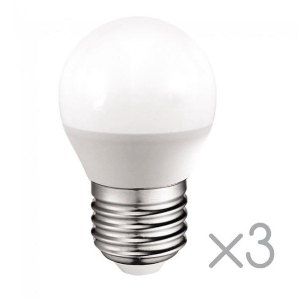 Pack 3 Bombillas LED E27 esférica 5.2W (Luz fría)