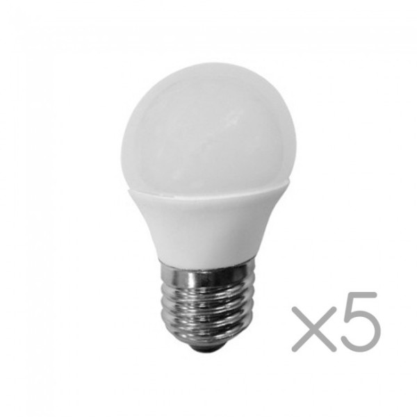 Pack 5 Bombillas LED E27 Esféricas 6W (luz neutra)