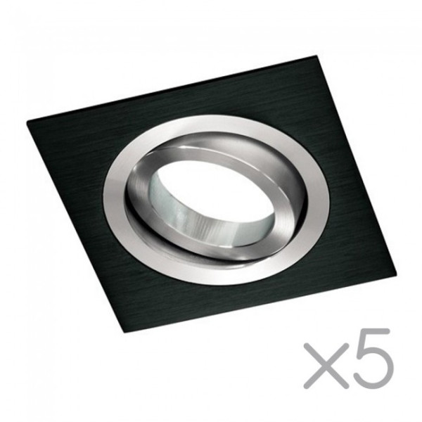 Pack 5 Focos empotrables cuadrado CLASSIC negro