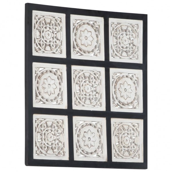 Panel de pared tallado a mano MDF negro y blanco 60x60x1.5 cm
