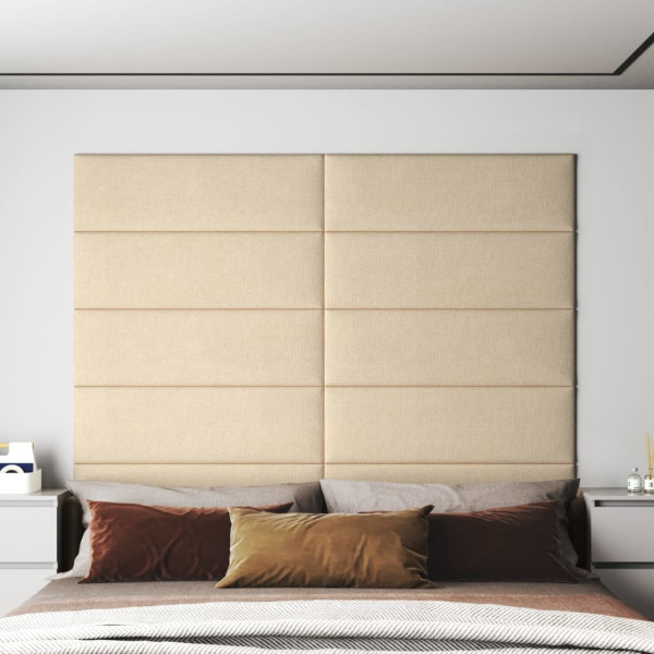 Paneles de pared 12 uds tela color crema 90x30 cm 3.24 m²