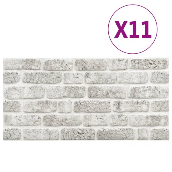 Paneles de pared 3D diseño de ladrillo gris claro 11 piezas EPS
