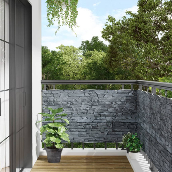 Pantalla de privacidad de jardín PVC look piedra gris 400x75 cm