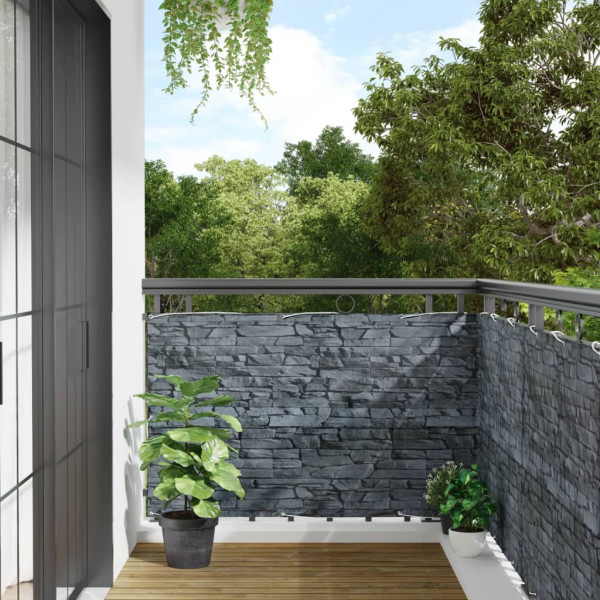 Pantalla de privacidad de jardín PVC look piedra gris 500x90 cm