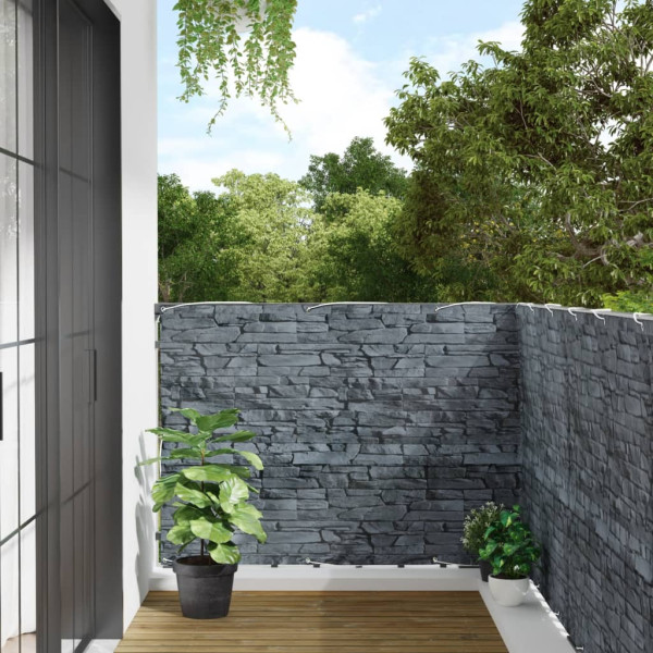 Pantalla de privacidad de jardín PVC piedra gris 600x120 cm