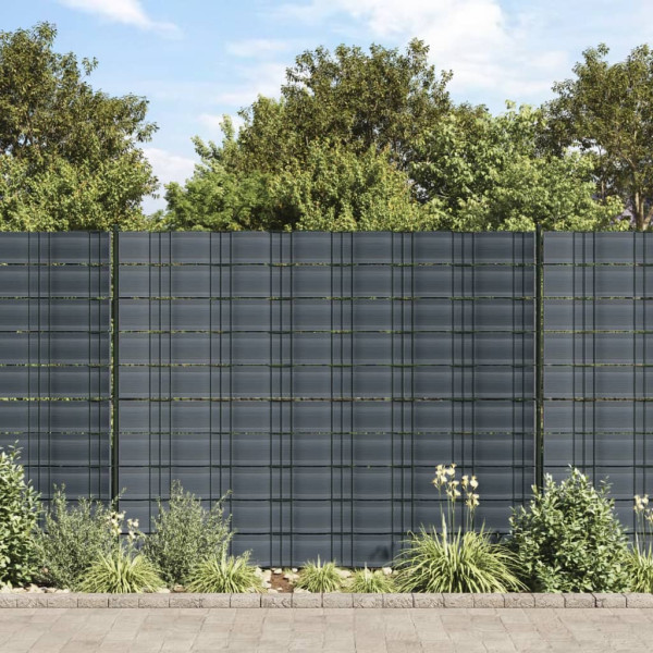 Pantallas de privacidad de jardín 10 uds PVC negras 252.5x19 cm