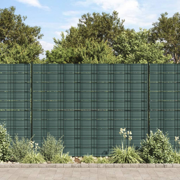 Pantallas de privacidad de jardín 10 uds PVC verde 252.5x19 cm
