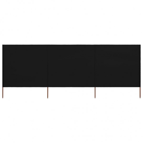 Paravientos de playa de 3 paneles tela negro 400x80 cm