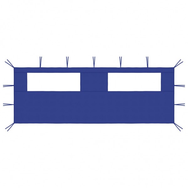 Pared lateral de cenador con ventanas azul 6x2 m