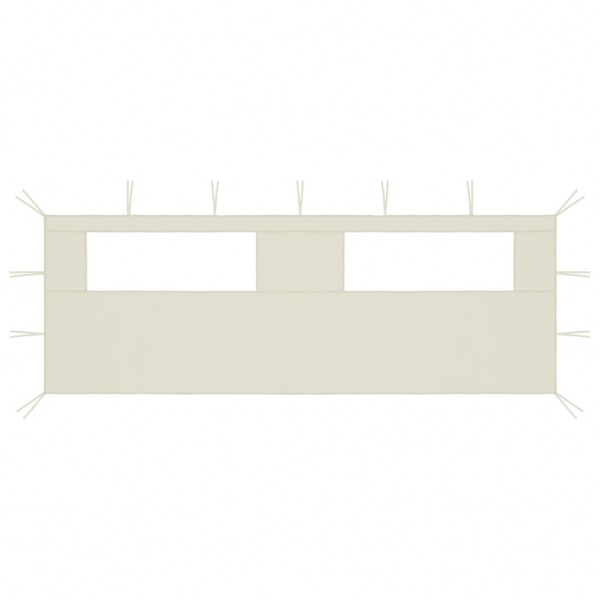 Pared lateral de cenador con ventanas color crema 6x2 m