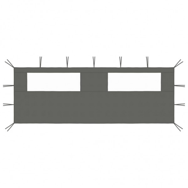 Pared lateral de cenador con ventanas gris antracita 6x2 m