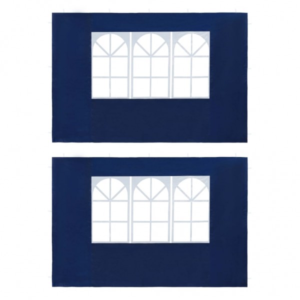 Paredes laterales de carpa de fiesta con ventana PE azul 2 uds