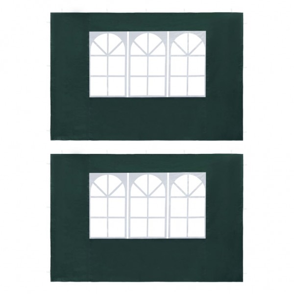 Paredes laterales de carpa de fiesta con ventana PE verde 2 uds