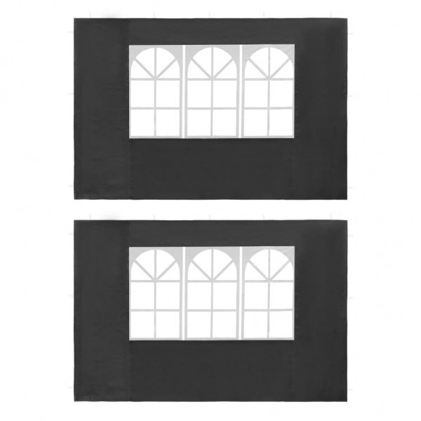 Paredes laterales de carpa de fiesta ventana PE antracita 2 uds