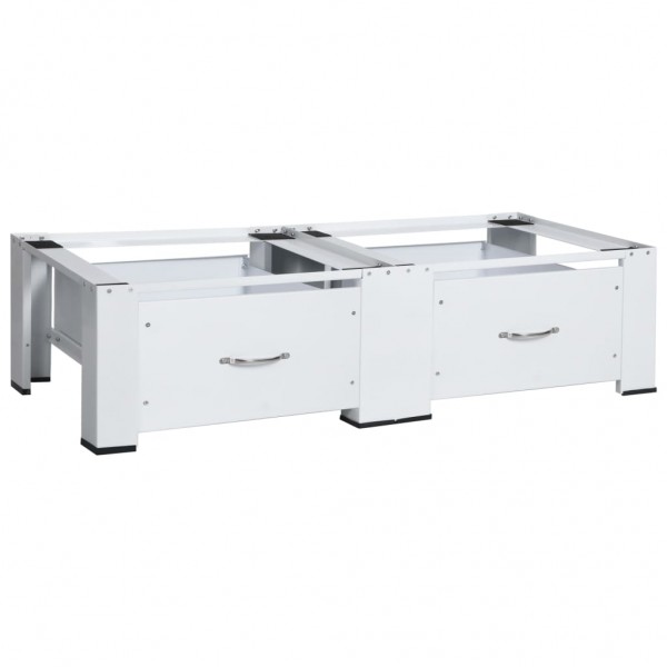 Pedestal doble para lavadora y secadora con cajones blanco