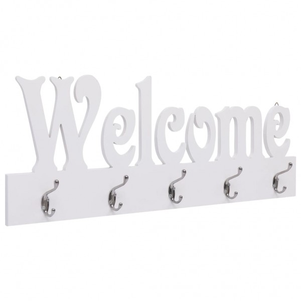 Perchero de pared WELCOME blanco 74x29.5 cm