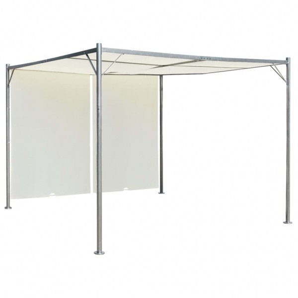 Pérgola con tejado ajustable acero color blanco crema 3x3 m