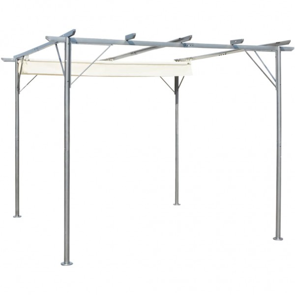 Pérgola con tejado retráctil acero color blanco crema 3x3 m
