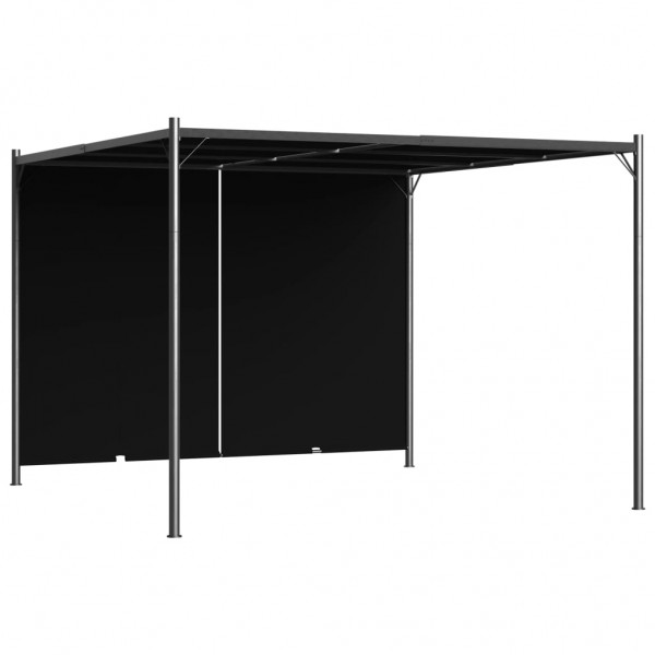 Pérgola de jardín con tejado retráctil gris antracita 3x3 m