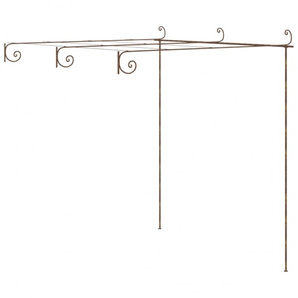 Pérgola de jardín marrón antiguo 3x3x2.5 m hierro