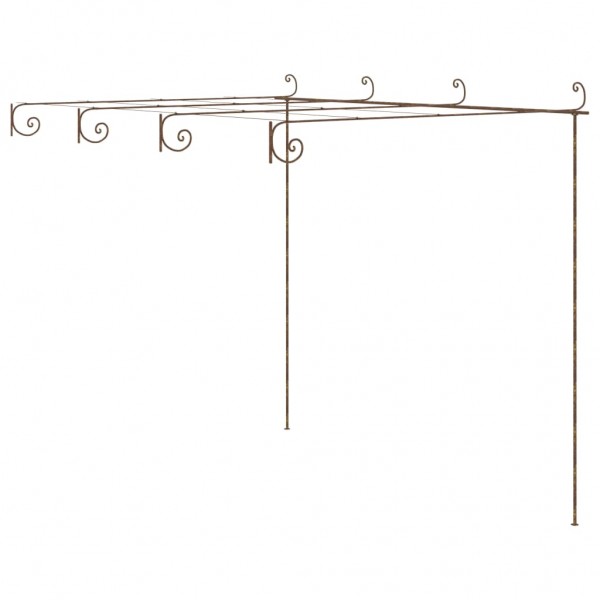 Pérgola de jardín marrón antiguo 4x3x2.5 m hierro