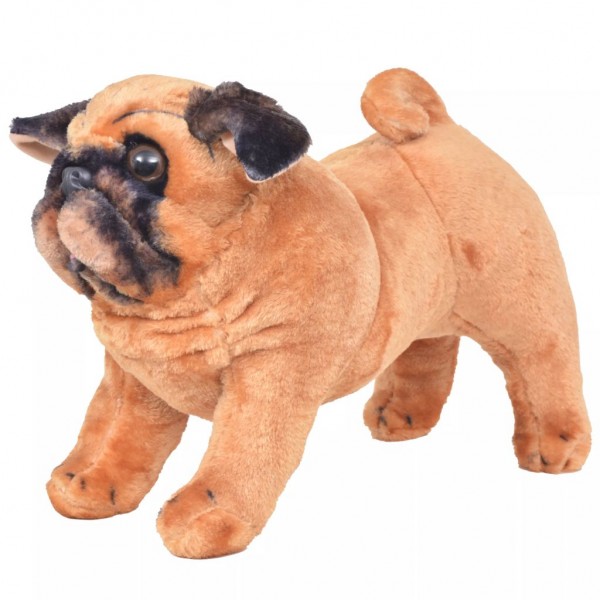 Perro pug de peluche de pie marrón claro XXL