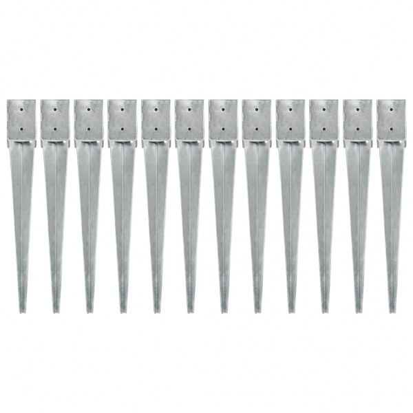 Picas de tierra 12 uds acero galvanizado plateado 10x10x76 cm