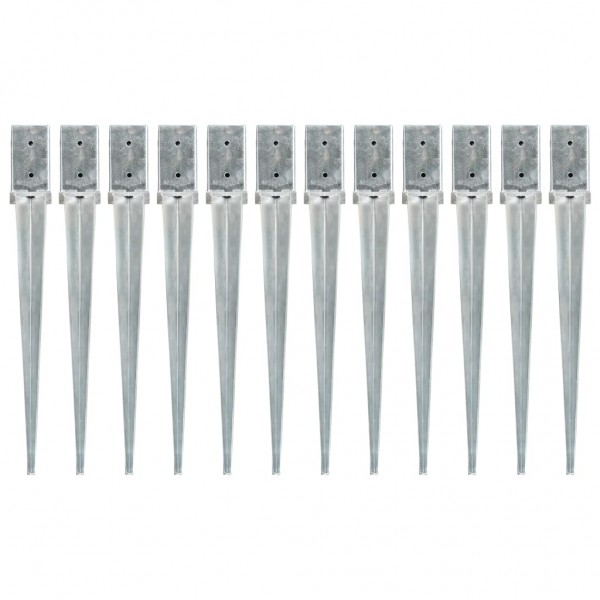 Picas de tierra 12 uds acero galvanizado plateado 8x8x76 cm