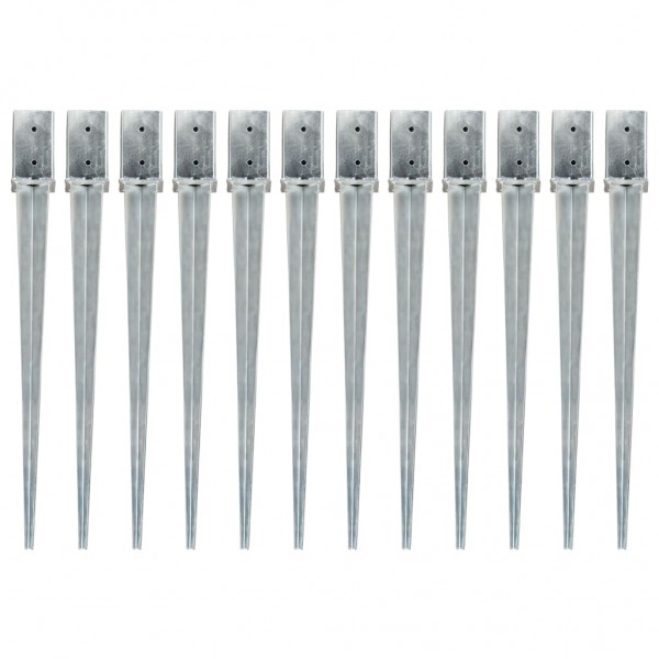 Picas de tierra 12 uds acero galvanizado plateado 8x8x91 cm