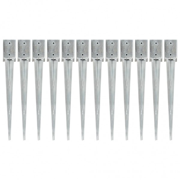 Picas de tierra 12 uds acero galvanizado plateado 9x9x75 cm