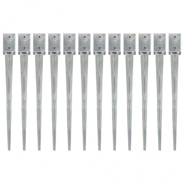 Picas de tierra 12 uds acero galvanizado plateado 9x9x90 cm