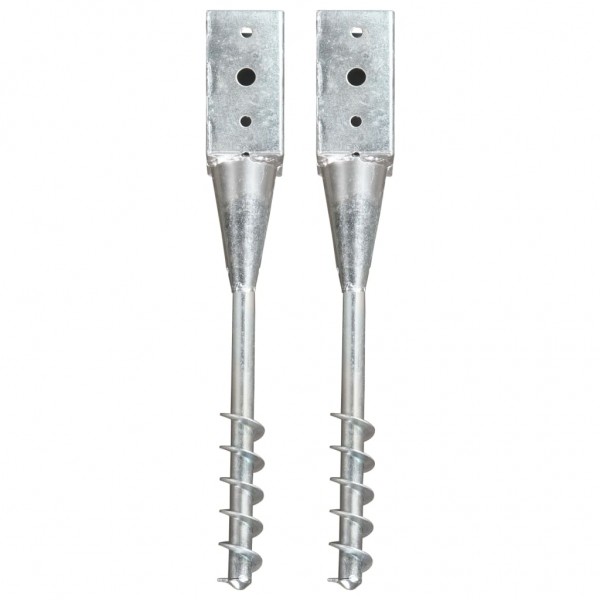 Picas de tierra 2 uds acero galvanizado plateado 10x10x57 cm