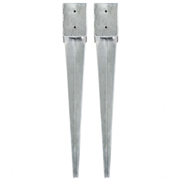 Picas de tierra 2 uds acero galvanizado plateado 10x10x76 cm