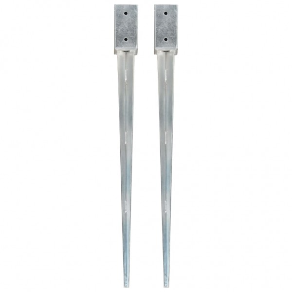 Picas de tierra 2 uds acero galvanizado plateado 7x7x90 cm