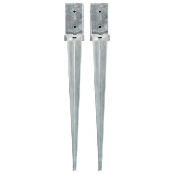 Picas de tierra 2 uds acero galvanizado plateado 8x8x76 cm