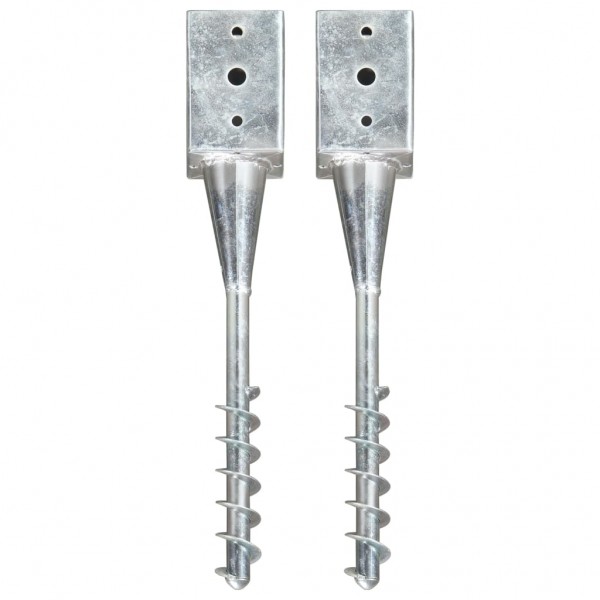 Picas de tierra 2 unidades acero galvanizado plateado 9x9x56 cm