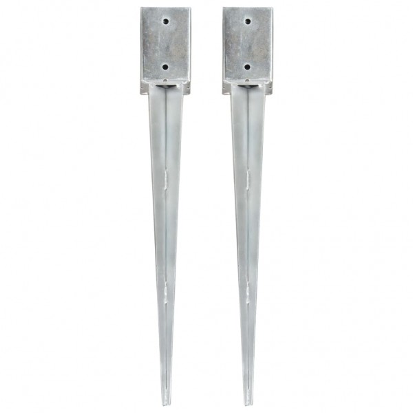 Picas de tierra 2 unidades acero galvanizado plateado 9x9x75 cm