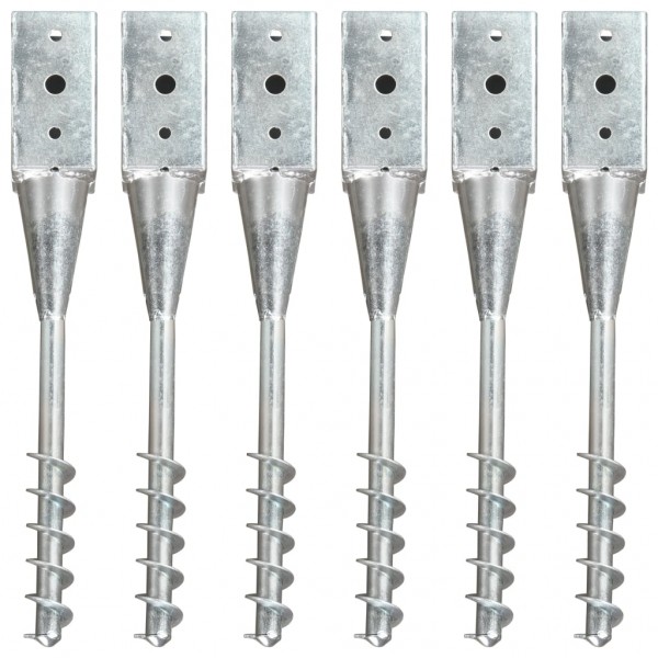 Picas de tierra 6 uds acero galvanizado plateado 10x10x57 cm