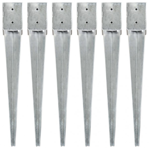 Picas de tierra 6 uds acero galvanizado plateado 10x10x76 cm