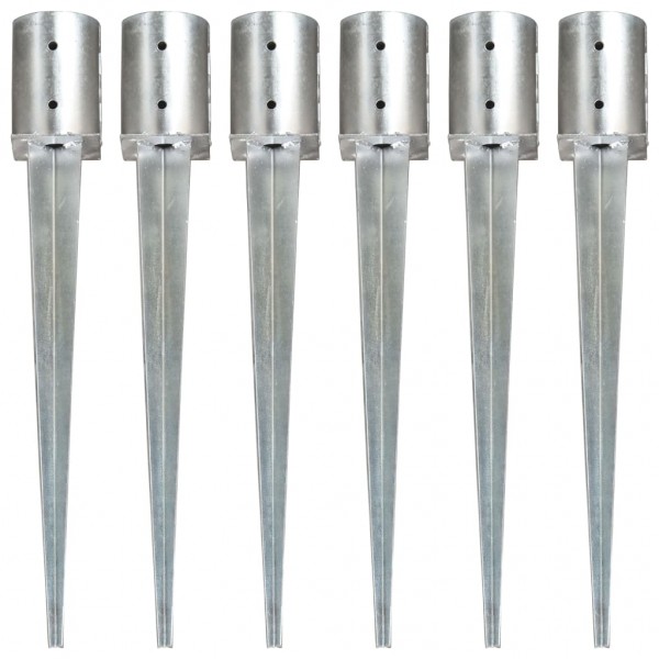 Picas de tierra 6 unidades acero galvanizado plateado 10x76 cm