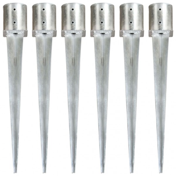 Picas de tierra 6 unidades acero galvanizado plateado 12x91 cm