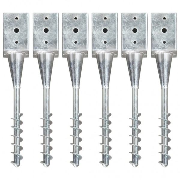 Picas de tierra 6 unidades acero galvanizado plateado 9x9x56 cm