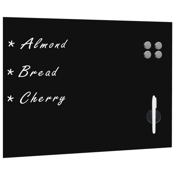 Pizarra magnética de pared negra vidrio 80x60 cm