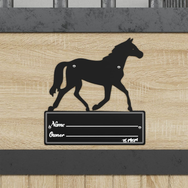 Placa de identificación de establo de acero negro