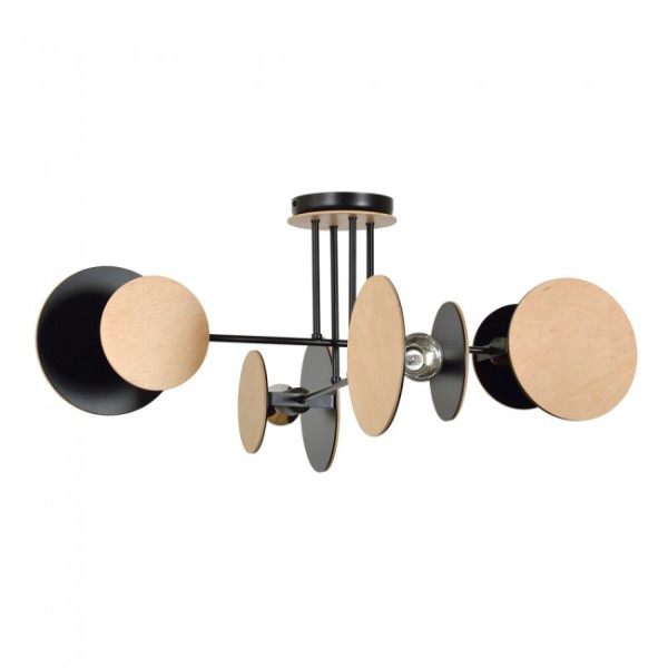 Plafón de techo Olante Negro (4 luces)