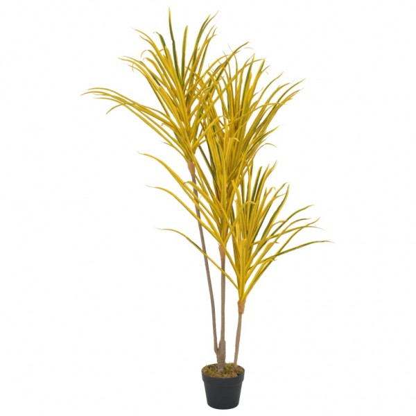 Planta artificial drácena con macetero 125 cm amarilla