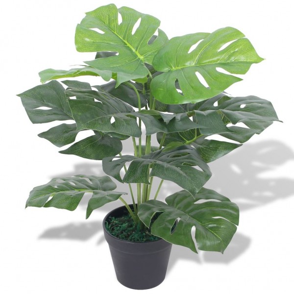 Planta de monstera artificial con maceta verde 45 cm