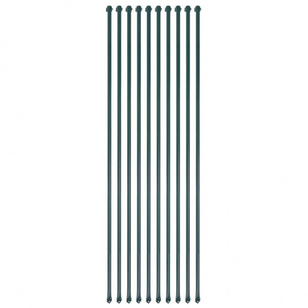 Postes de jardín 10 unidades 1.5 m metal verde