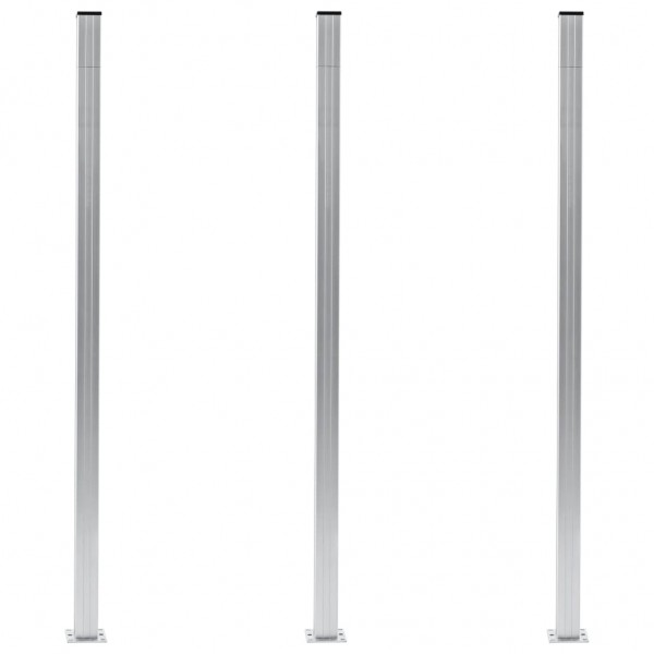 Postes de valla 3 unidades aluminio 185 cm