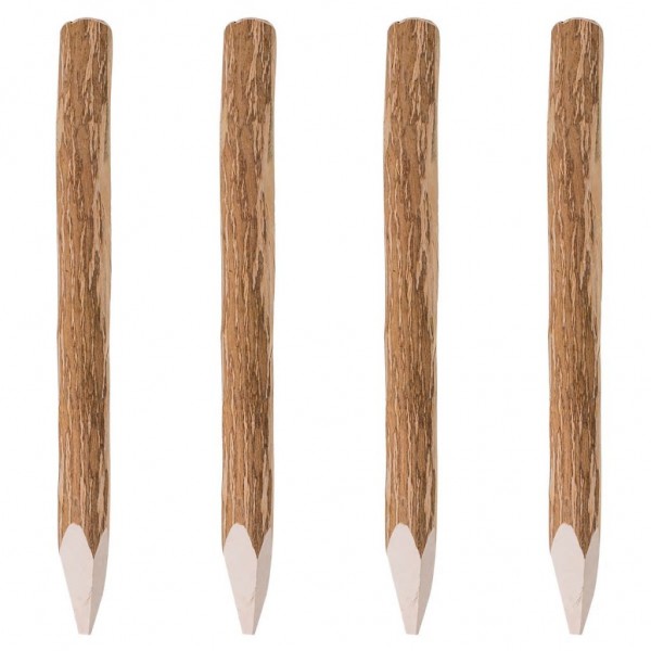 Postes de valla puntiagudos 4 uds madera de avellano 90 cm